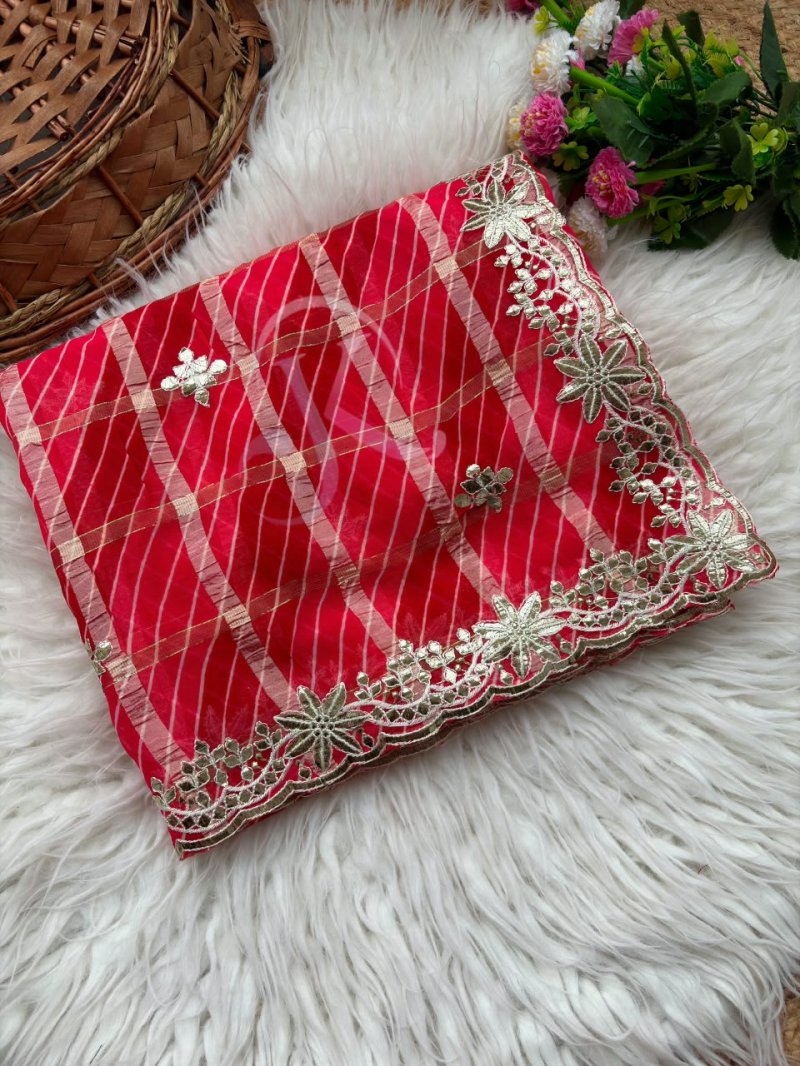 Jk 397 Viscose Chokda Leheriya With Gotta Foil Work Saree